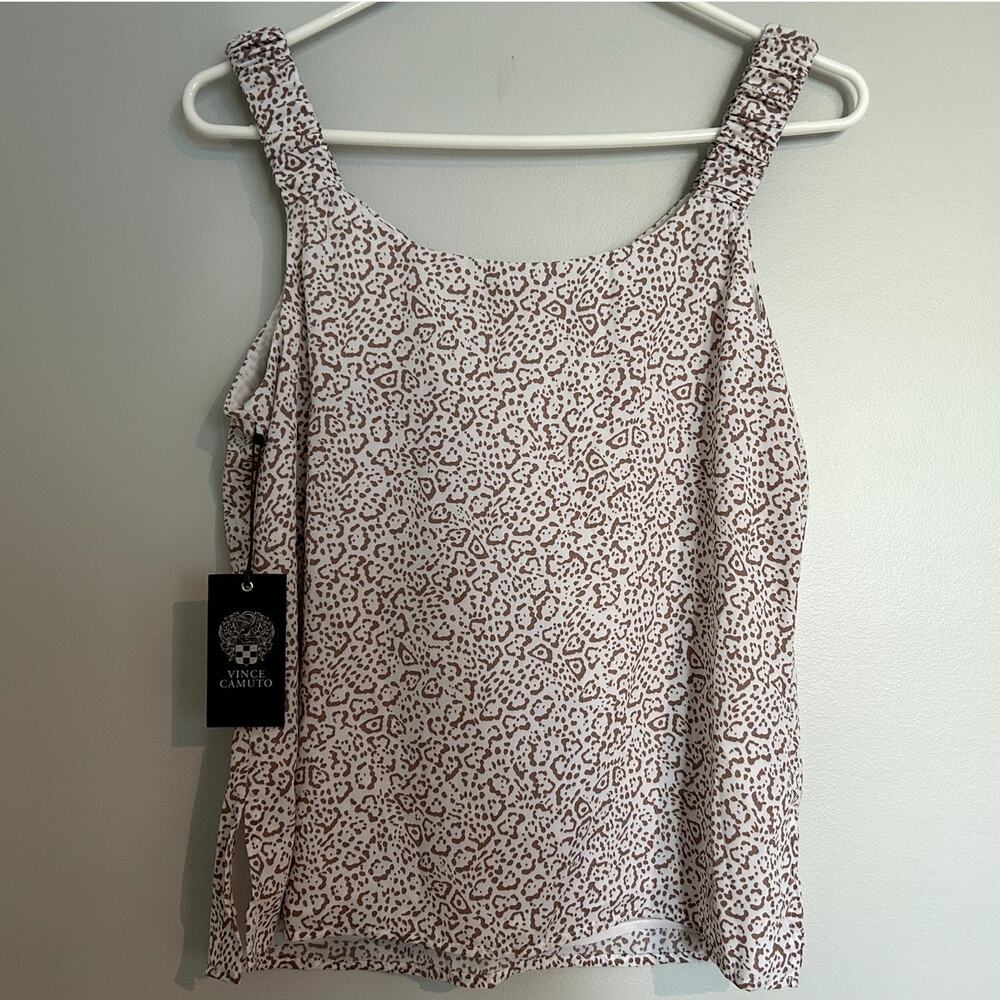 NWT Vince Camuto Ivory Animal Print Sleeveless V-Neck Blouse, Women’s Large - Picture 5 of 6